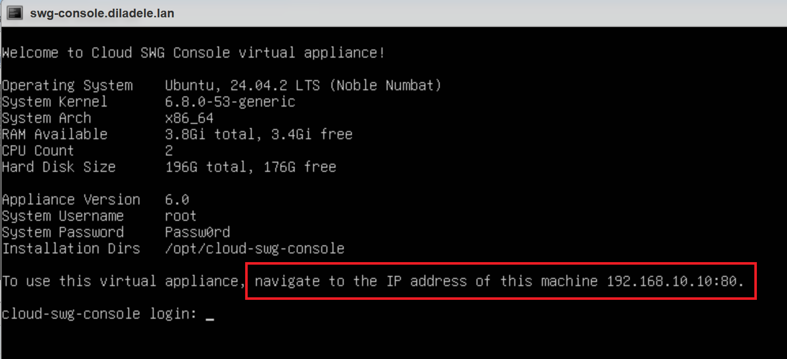 IP Address of the Terminal Console