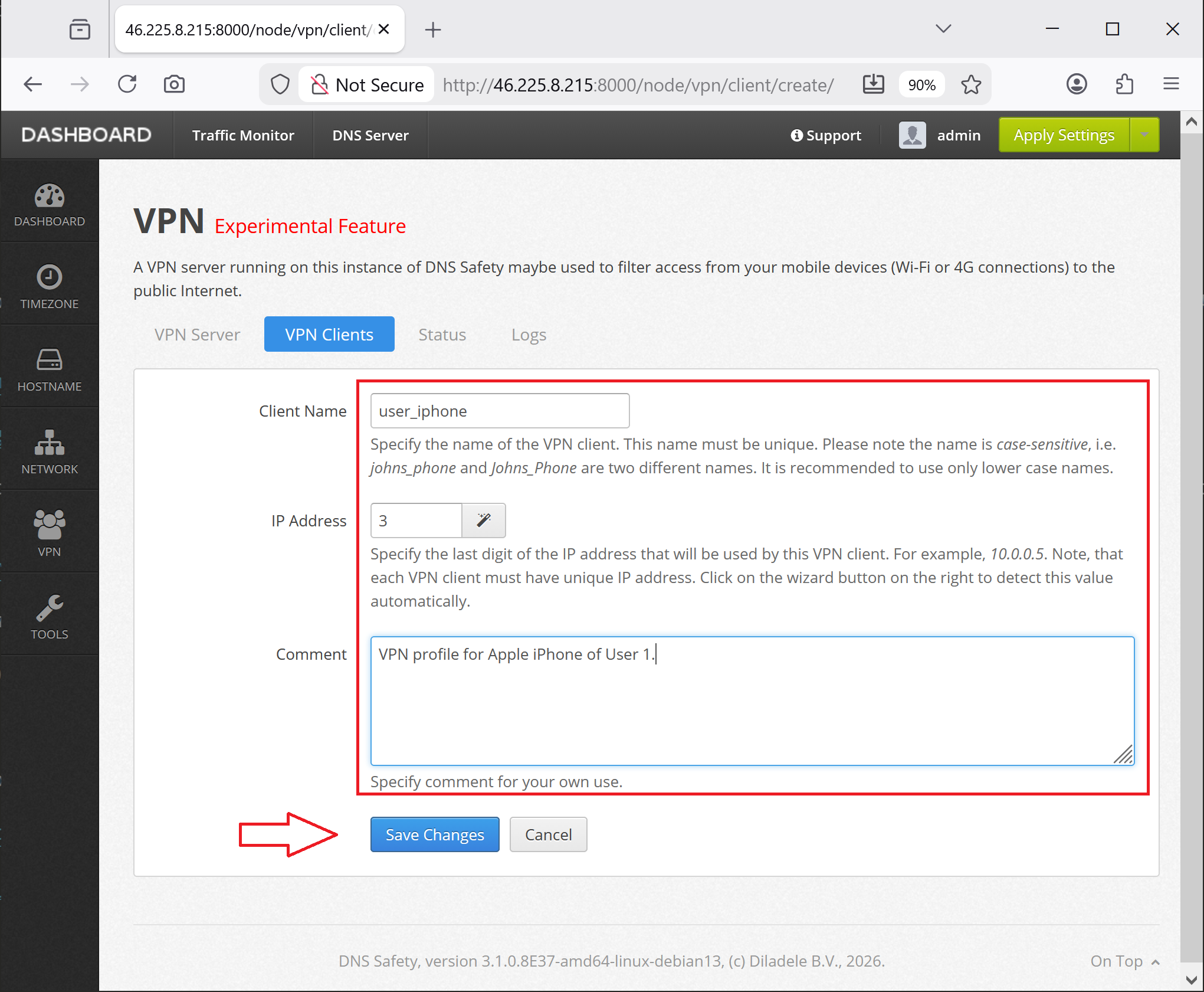 Add User iPhone VPN Profile