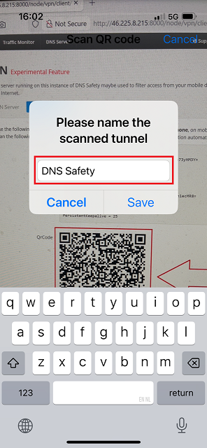 iPhone Wireguard Scan Tunnel