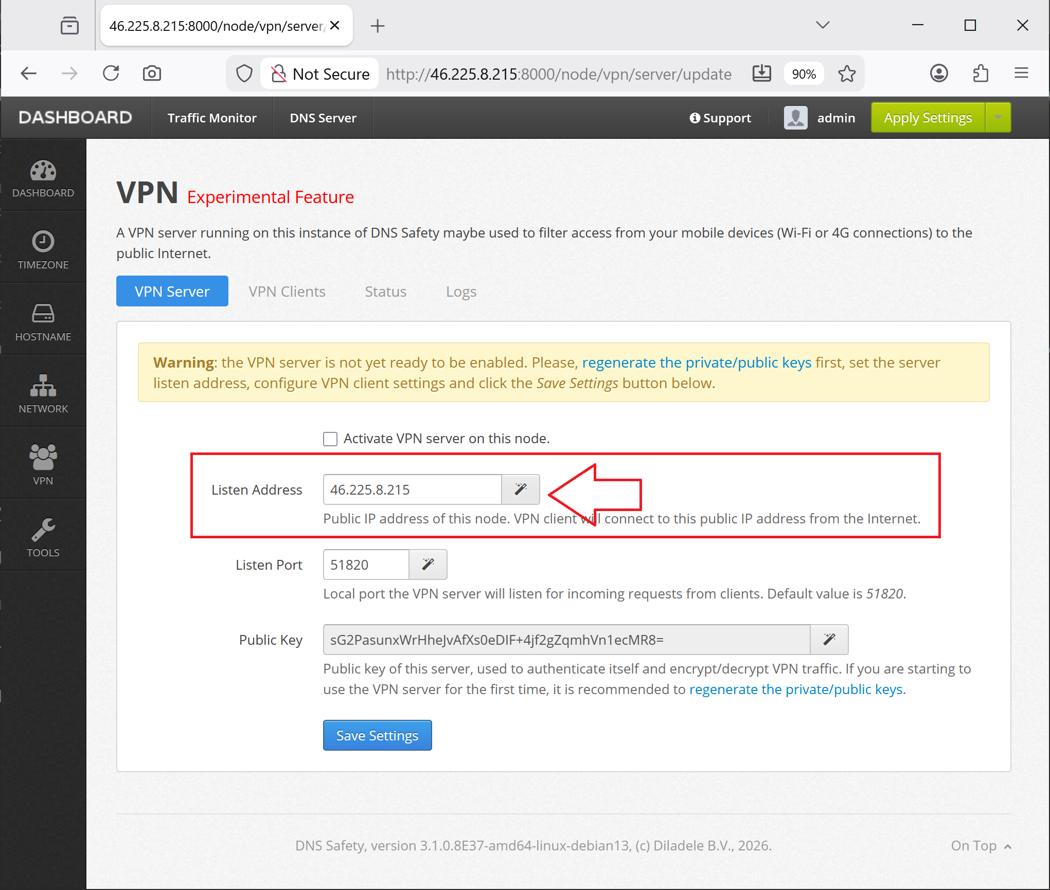 Configure Listen Address