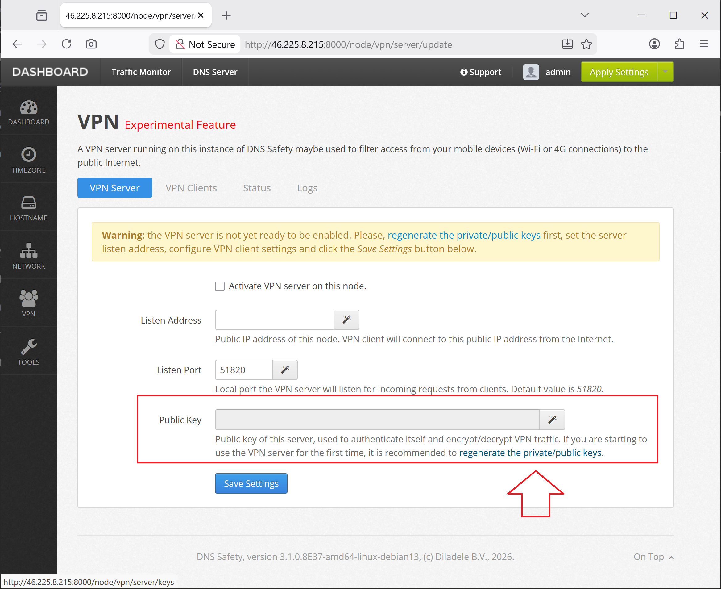 Regenerate Server Keys