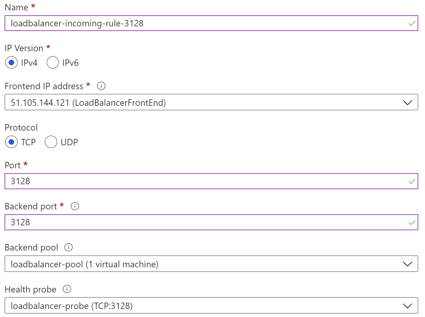 Load Balancer Incoming Rule