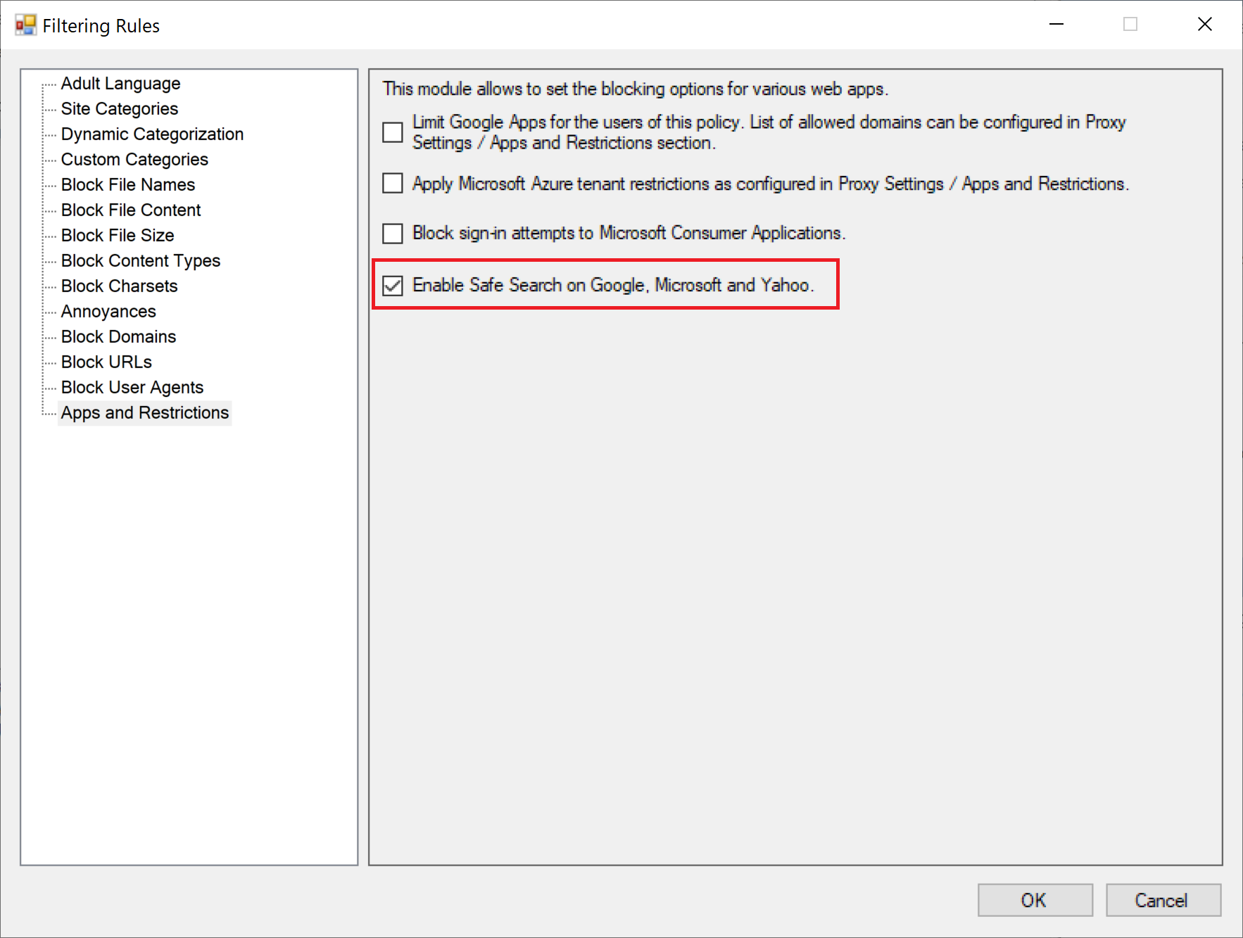 Safe Search on Google and Microsoft