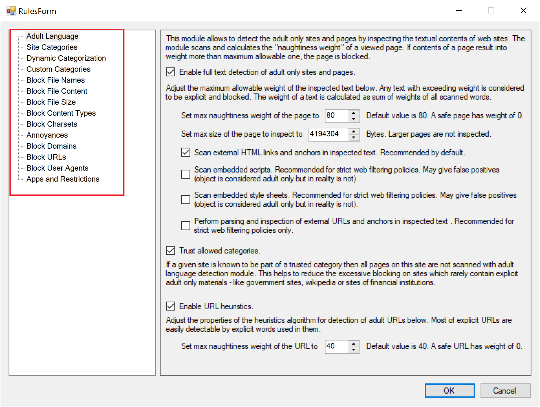 Rules Dialog