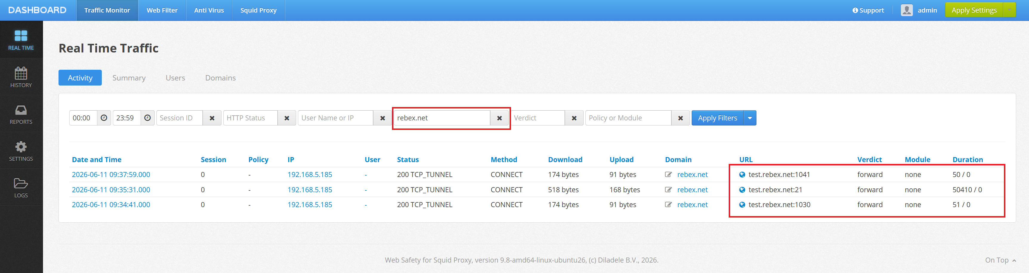 Squid Access Log for FTP Connection