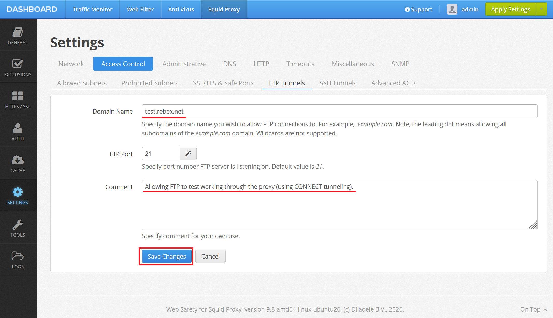 Domain Name of FTP Server