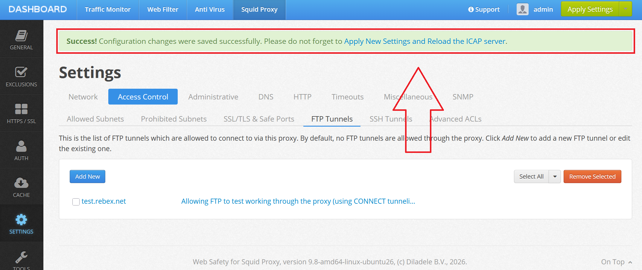 Save and Restart after Adding FTP Server