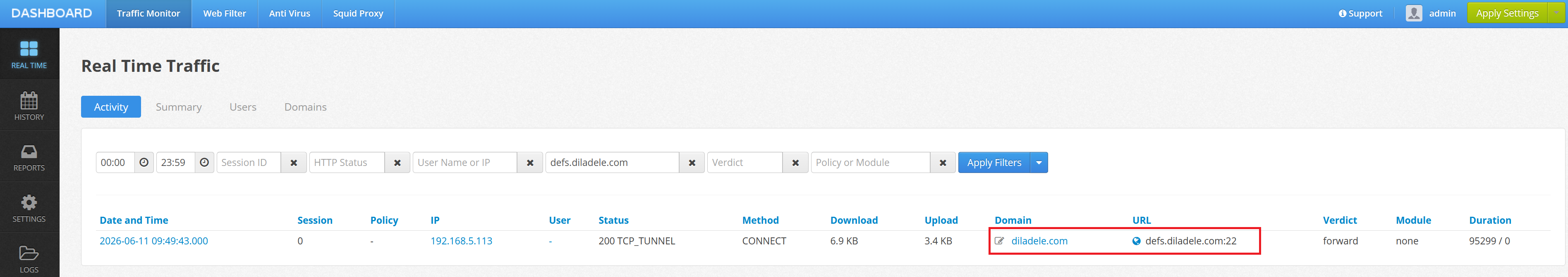 Squid Access Log for SSH Connection