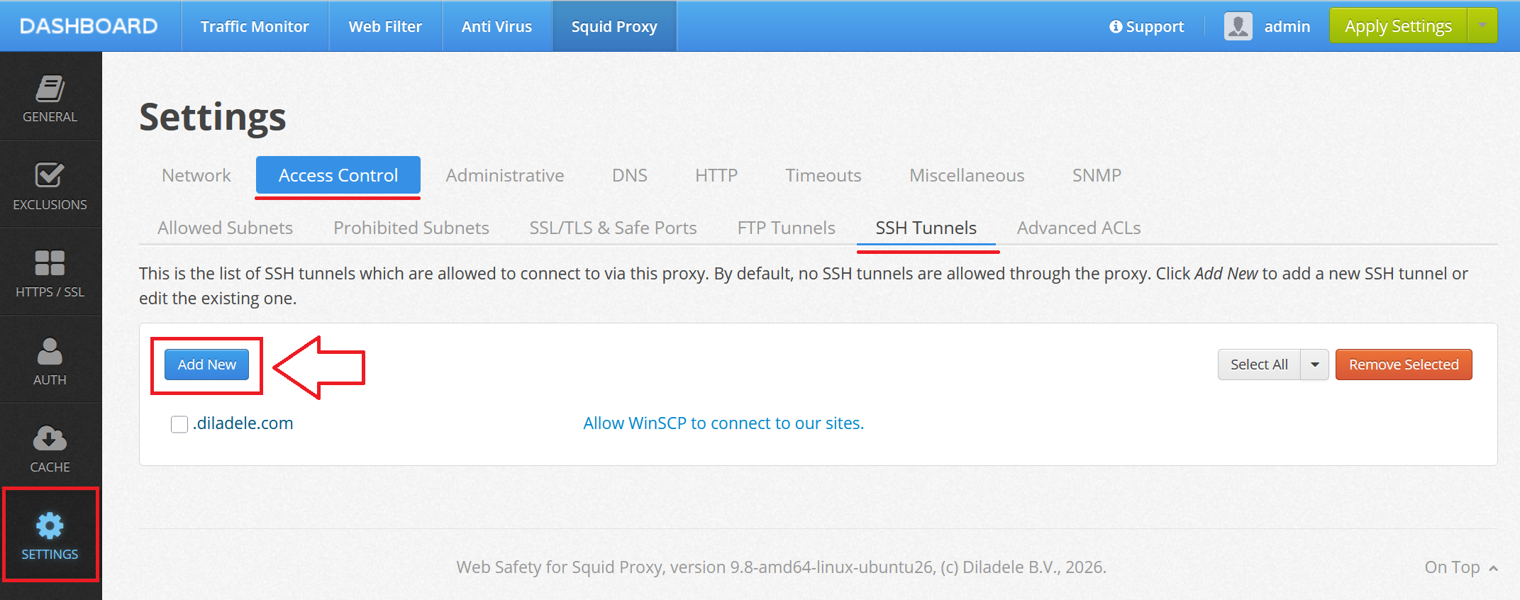 Add SSH Connection Rule through Squid