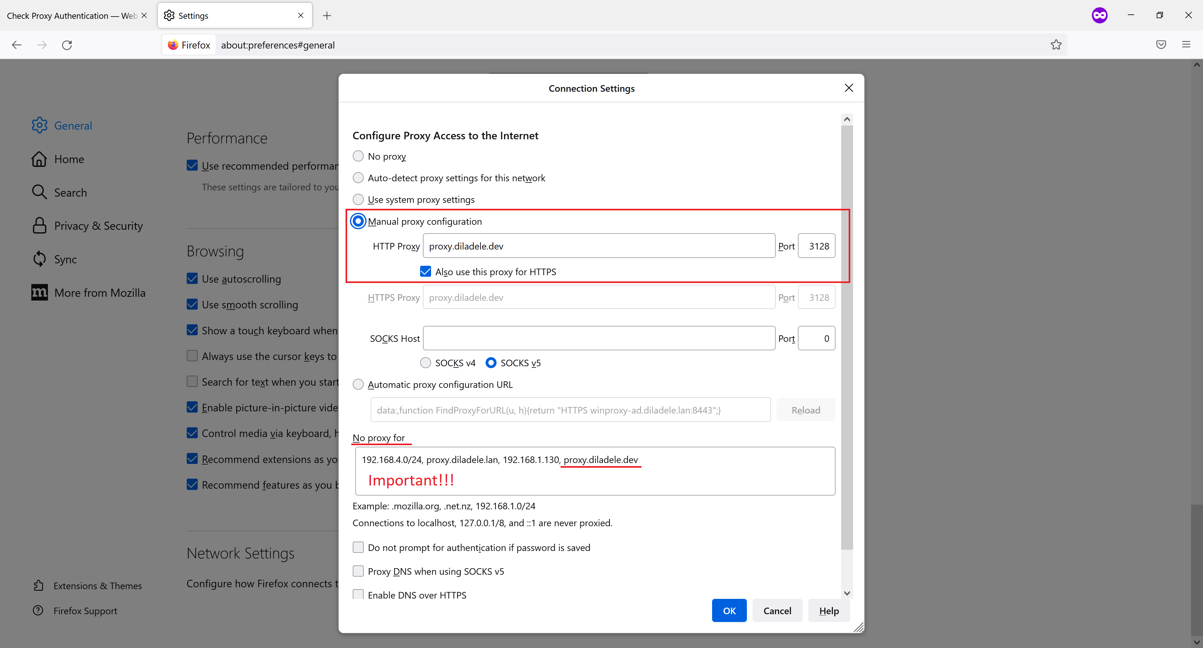 browser uses proxy