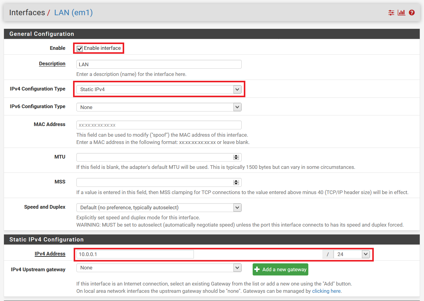 Firewall LAN Static