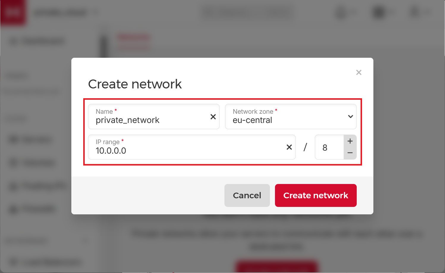 Create Cloud Network