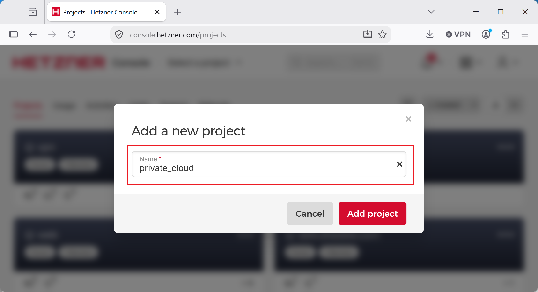 Create New Cloud Project