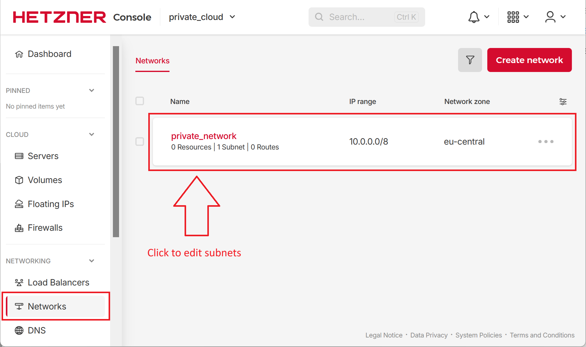 Create Cloud Subnet