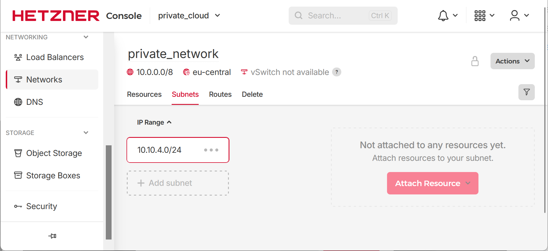 Cloud Subnets Configured