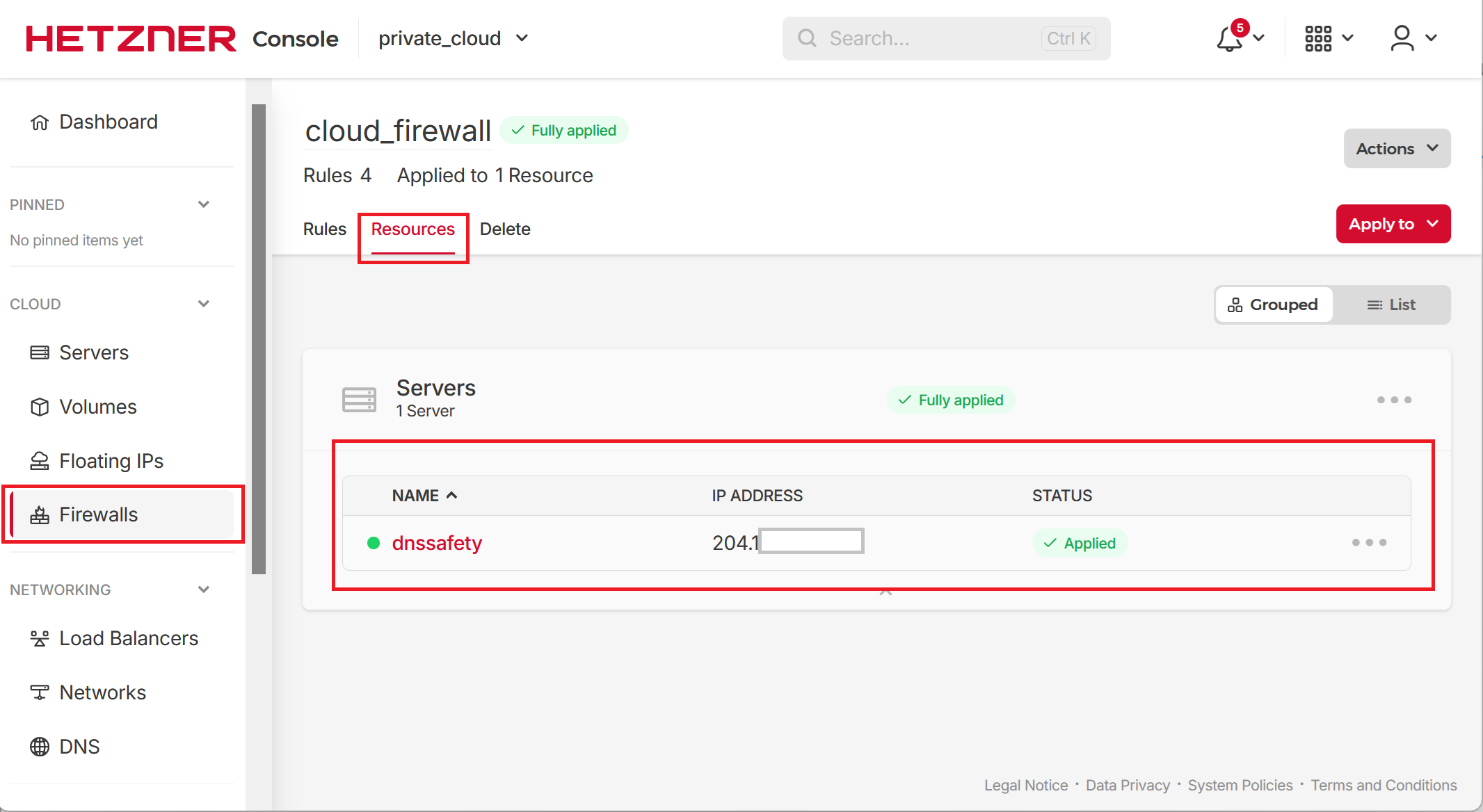DNS Safety Firewall Applied