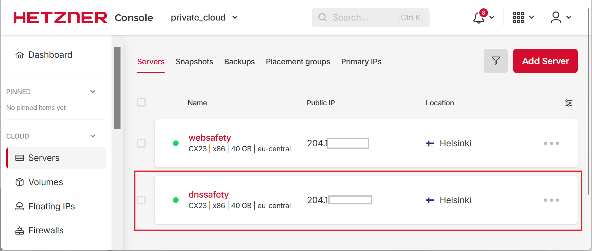 Deployed Instance of DNS Safety