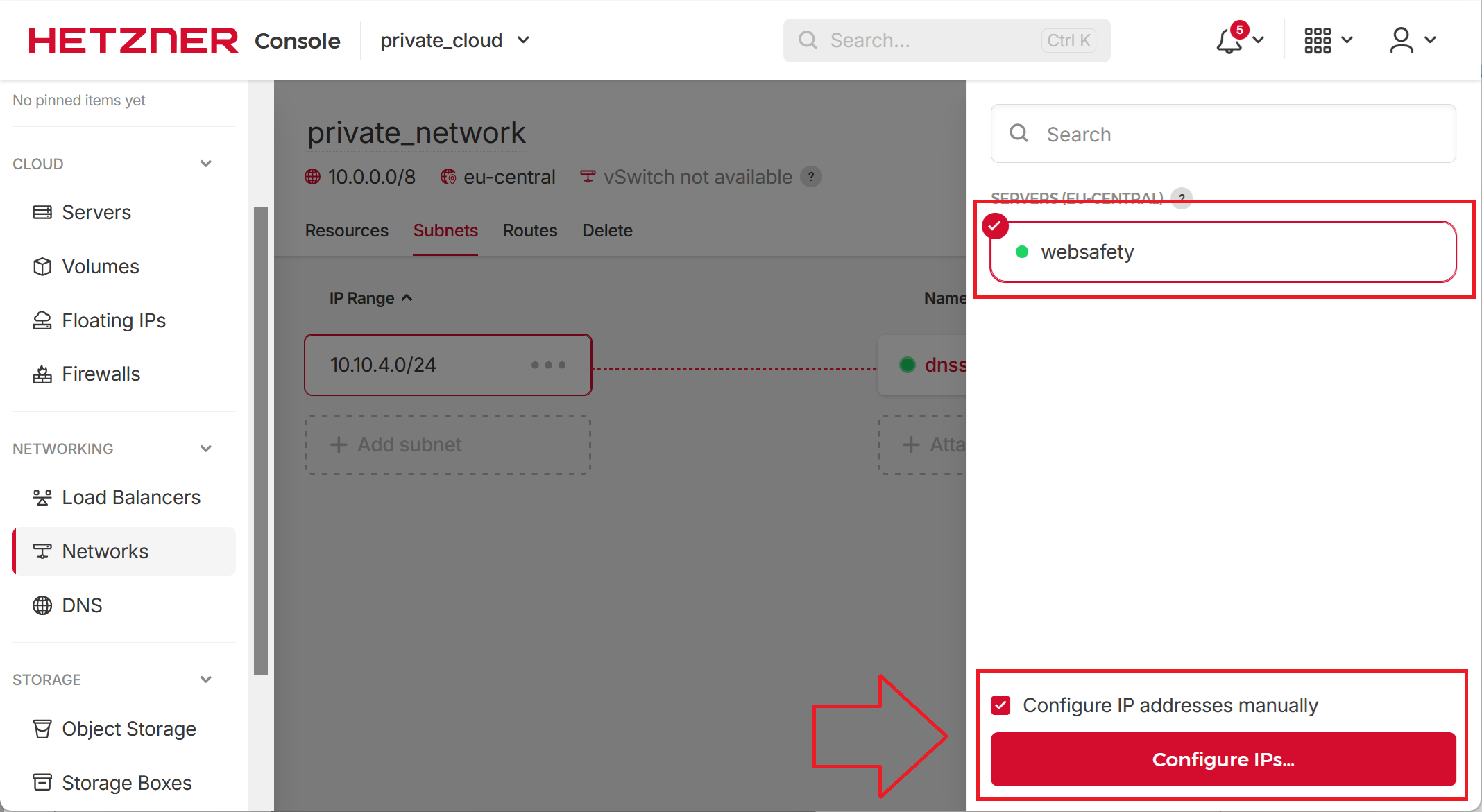 Selecting Web Safety to Attach