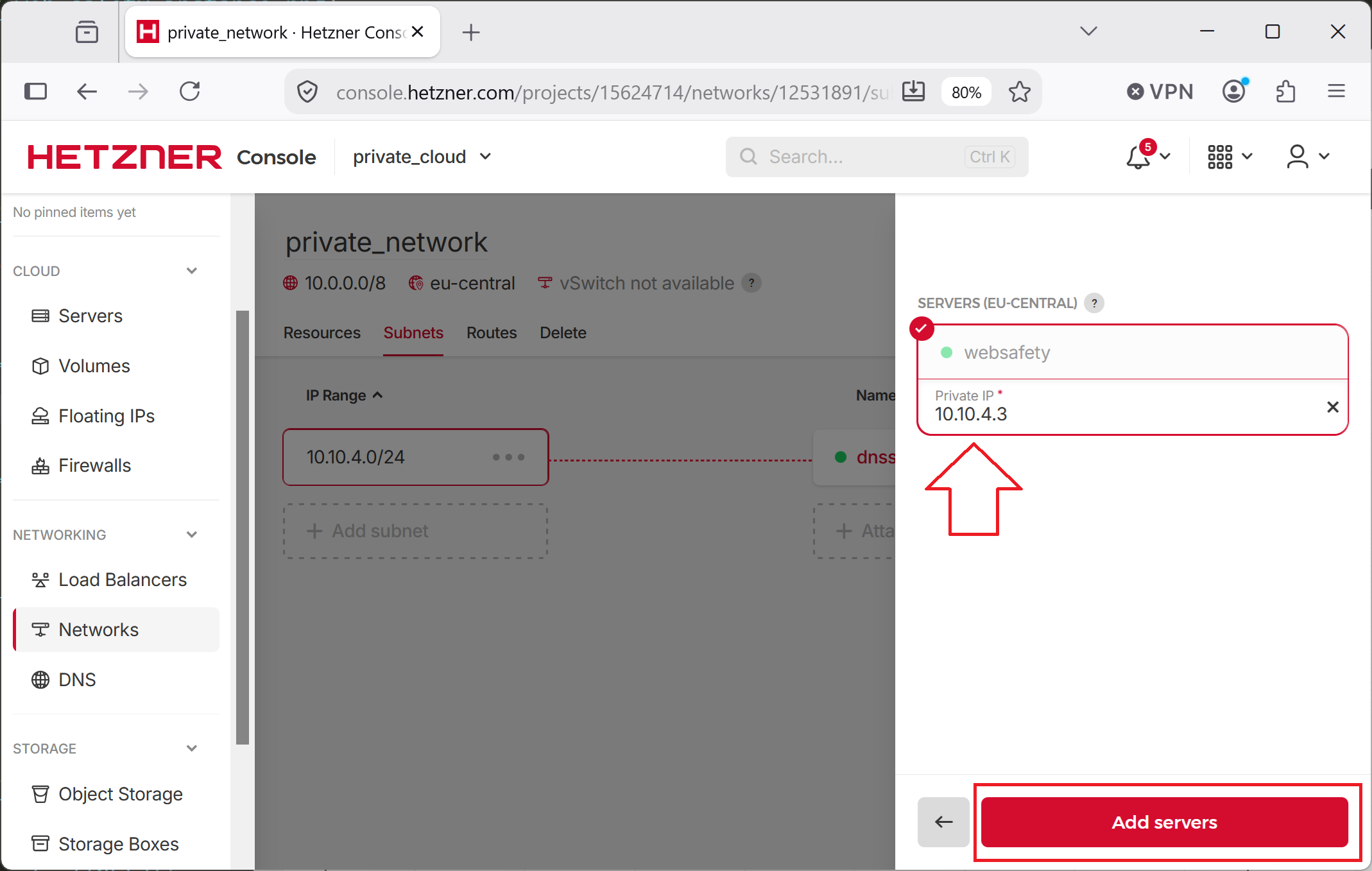 Selecting Web Safety to Attach
