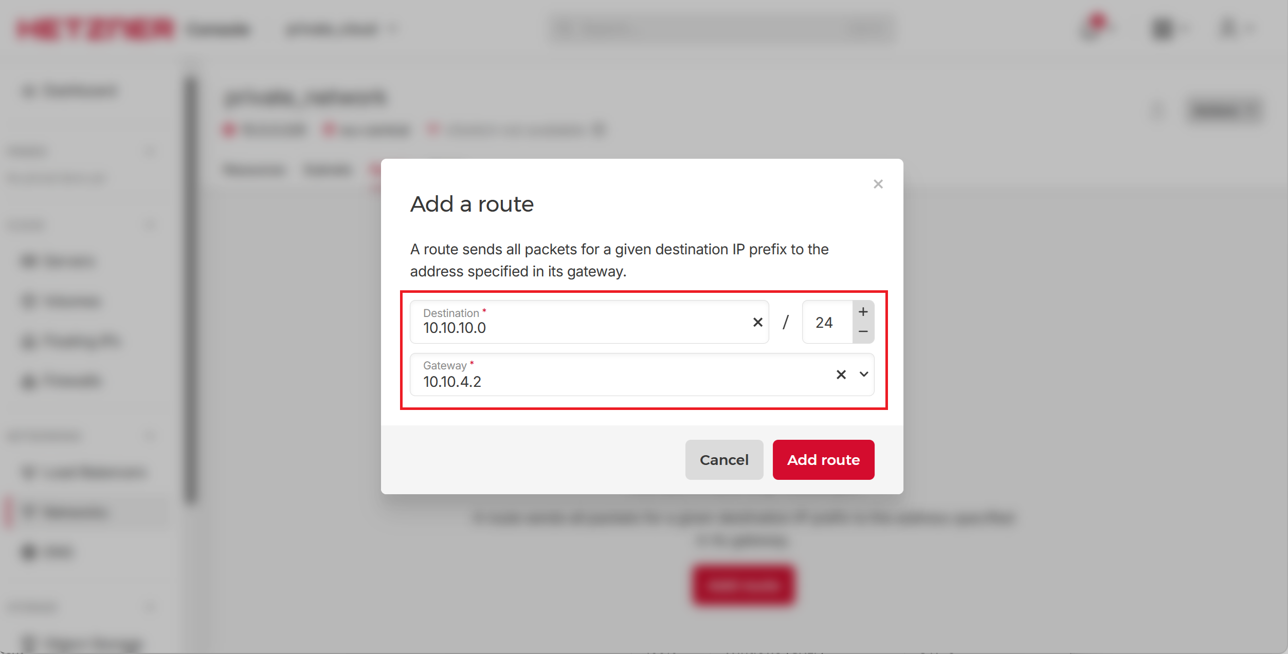 Specify Route 1