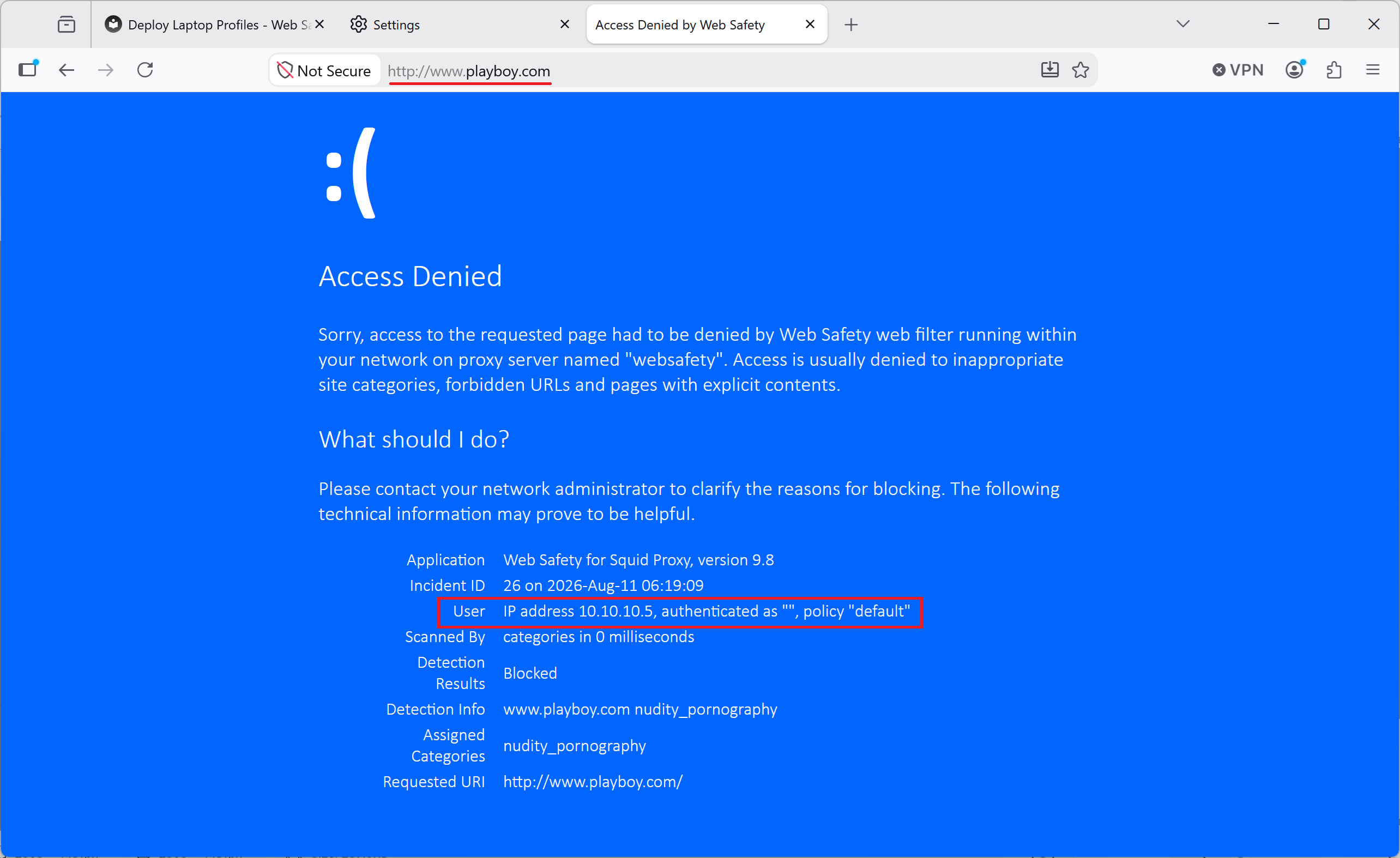 Access Blocked to a Site
