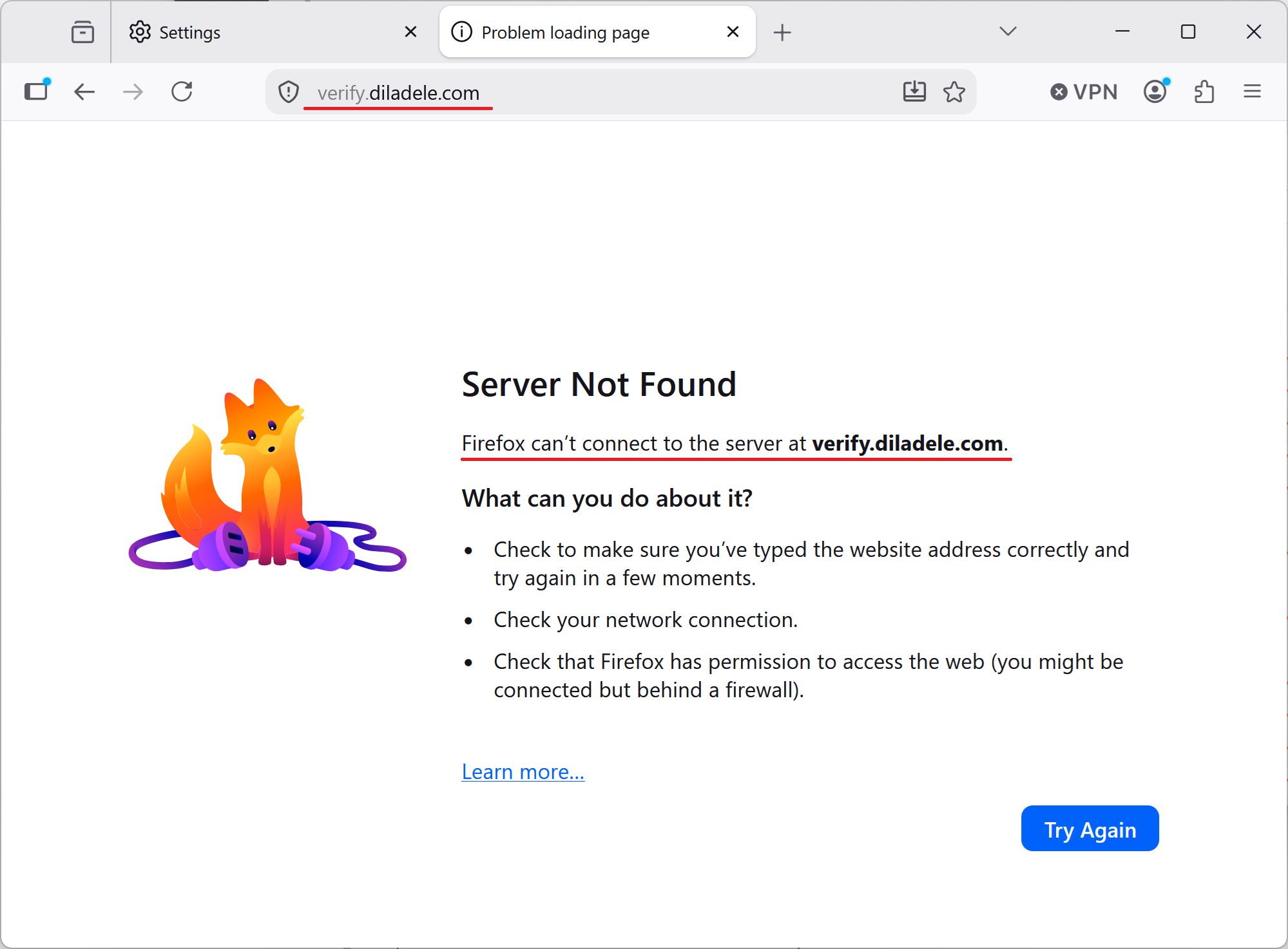 Failed Connection to a Blocked Site