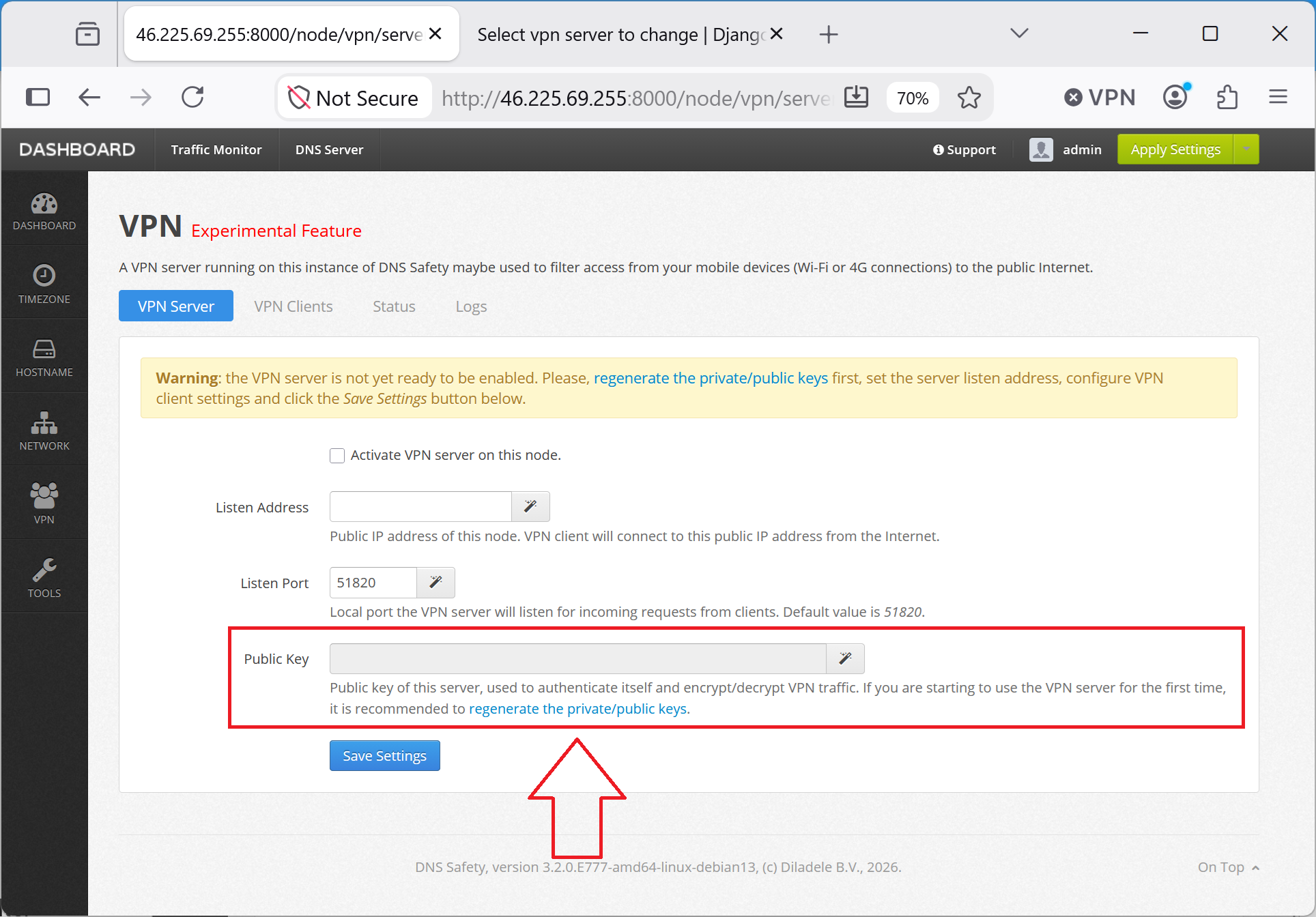 Regenerate Server Keys