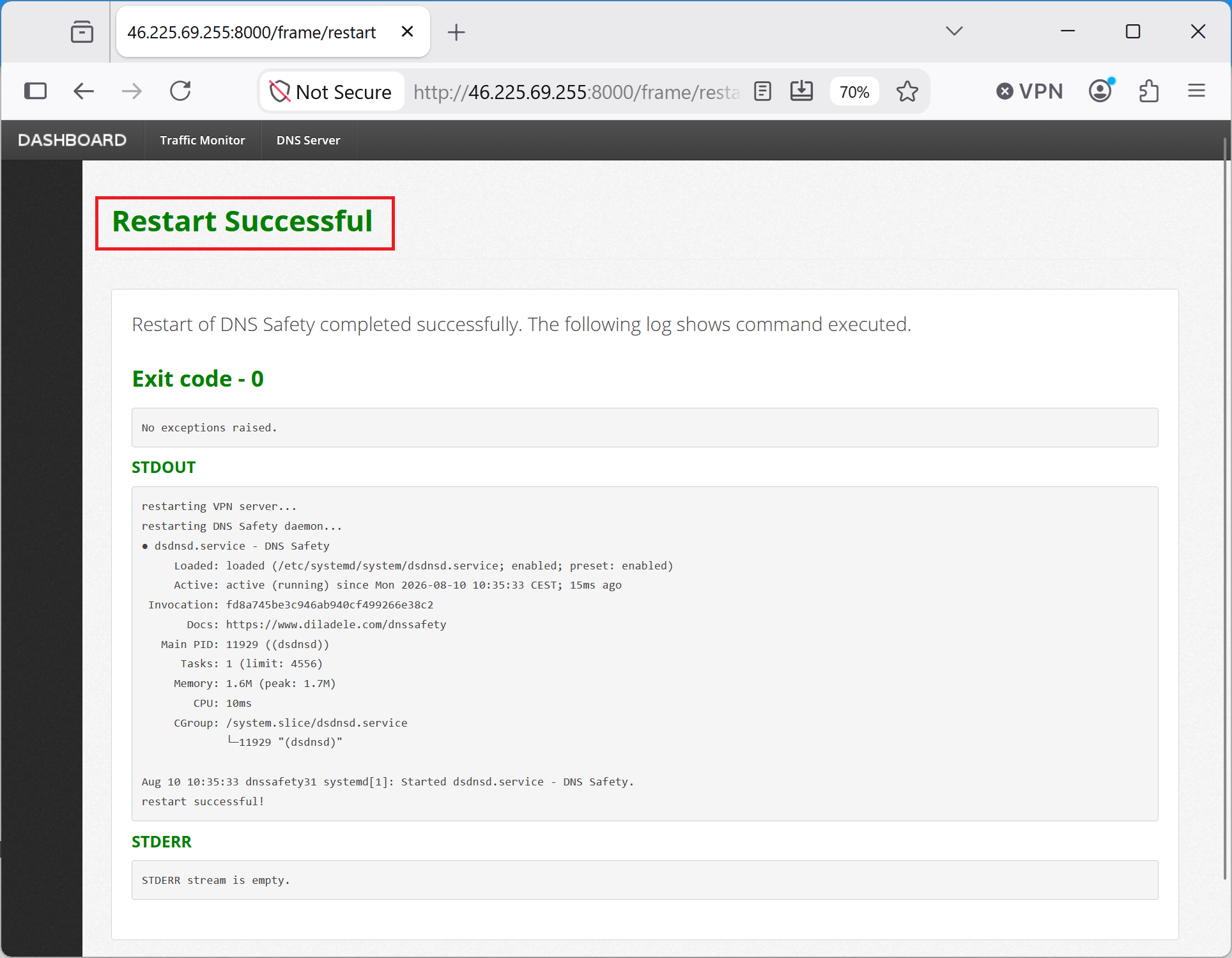 Save and Restart Successful