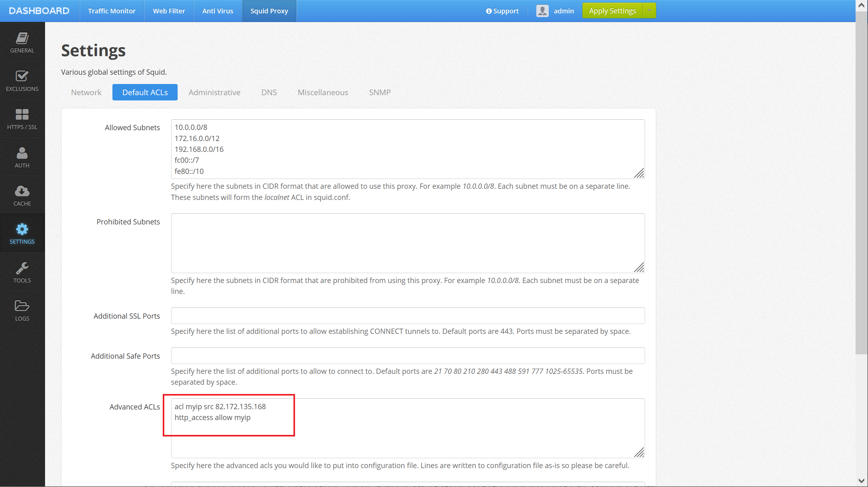 Proxy Allow by IP