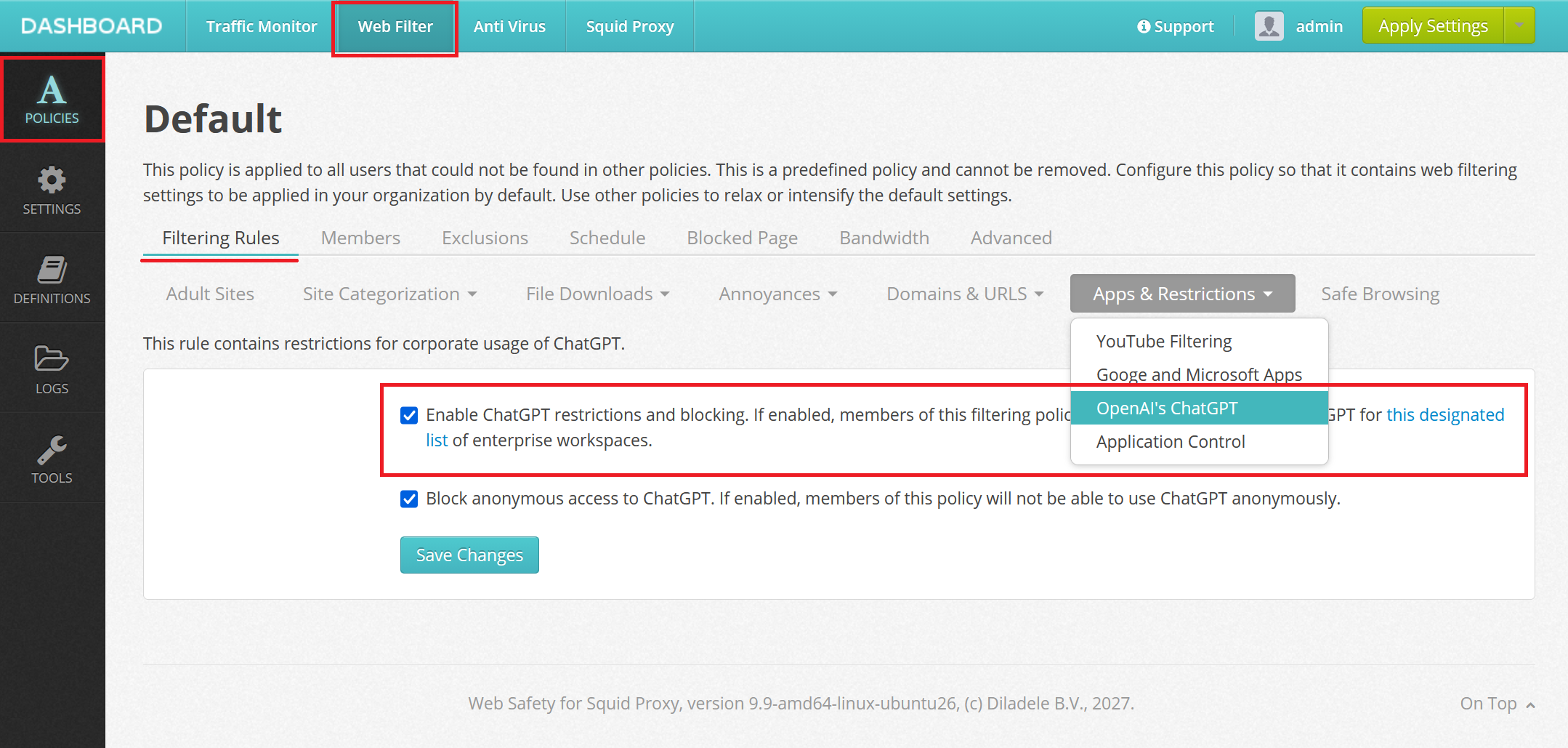 ChatGPT Policy Settings